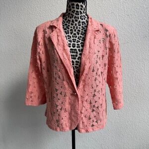 Erin London pink lace blazer 3/4 sleeves size XL